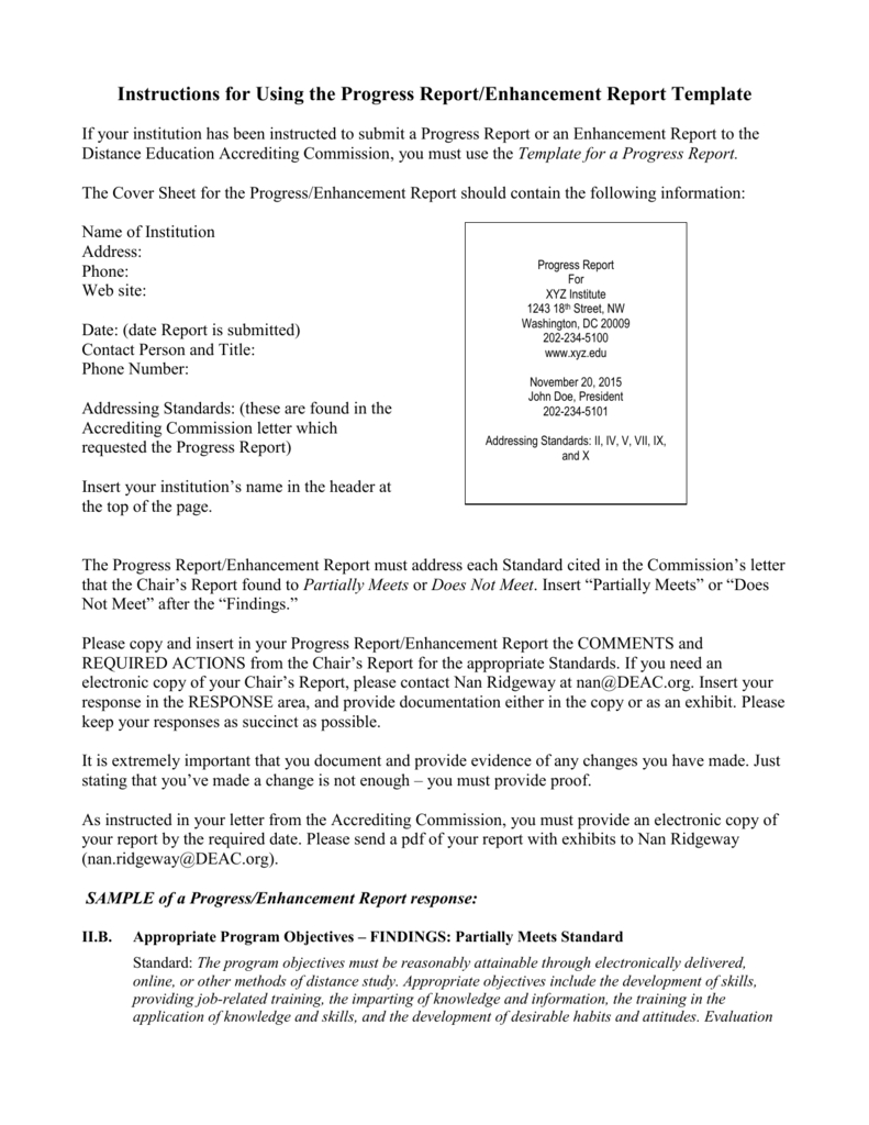 Instructions For Progress Report Template for Educational Progress Report Template Instructions For Progress Report Template For Educational Progress Report Template