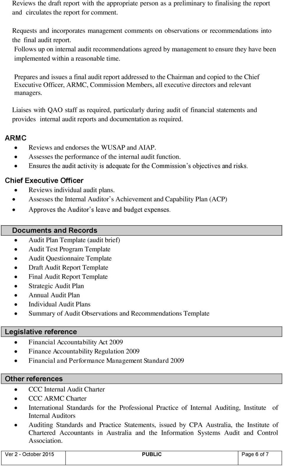 Internal Audit (Policy & Procedure) – Pdf Free Download Throughout Internal Control Audit Report Template