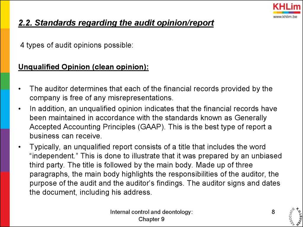 Internal Control And Deontology – Chapter 9 External Audit Regarding Internal Control Audit Report Template