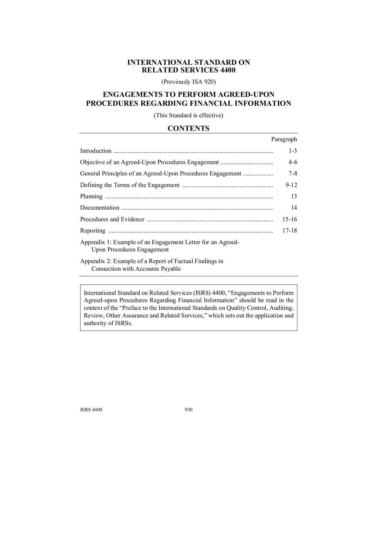 International Standard On Related Services 4400 Pages 1 throughout Agreed Upon Procedures Report Template International Standard On Related Services 4400 Pages 1 Throughout Agreed Upon Procedures Report Template