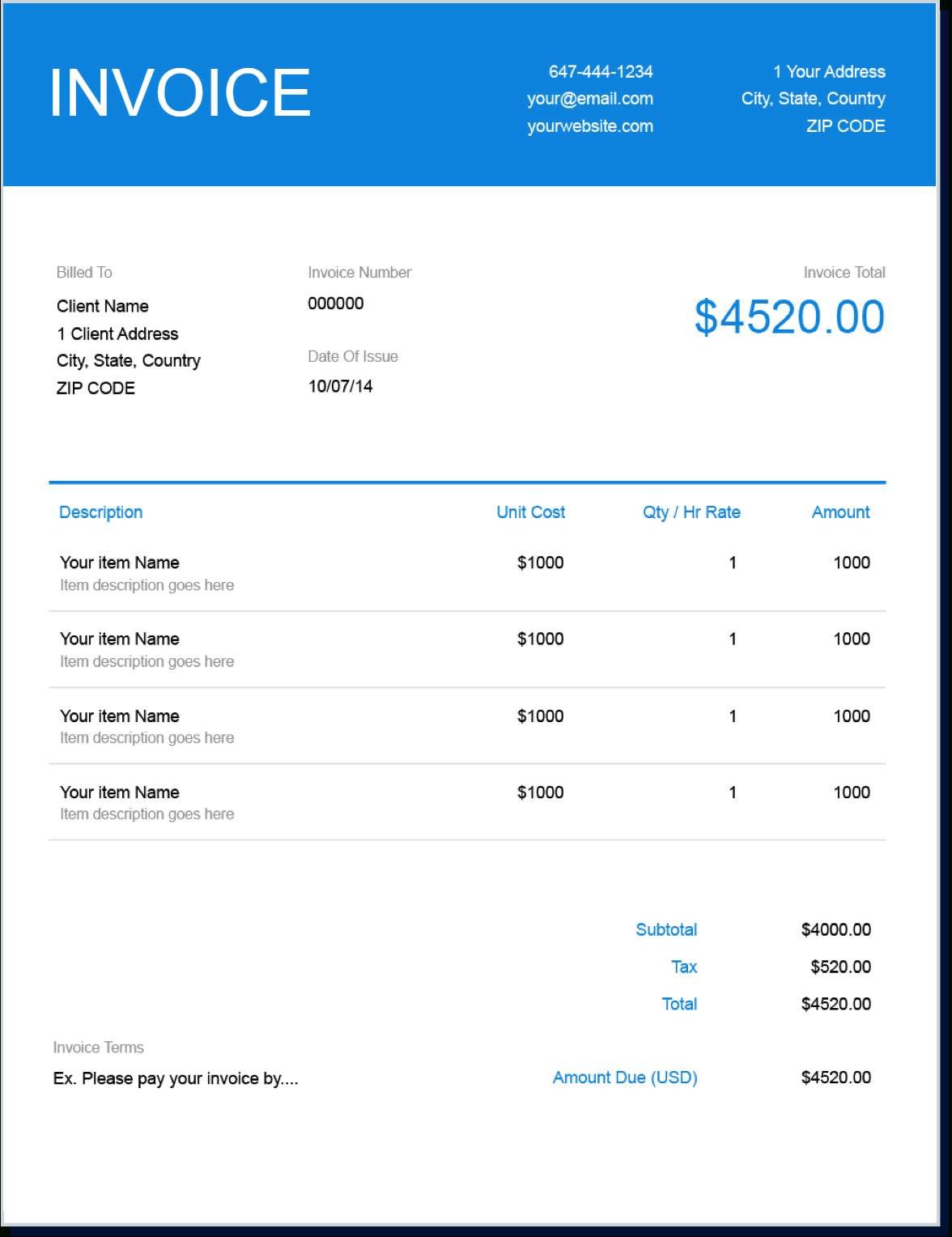 Invoice Template | Create And Send Free Invoices Instantly In Web Design Invoice Template Word