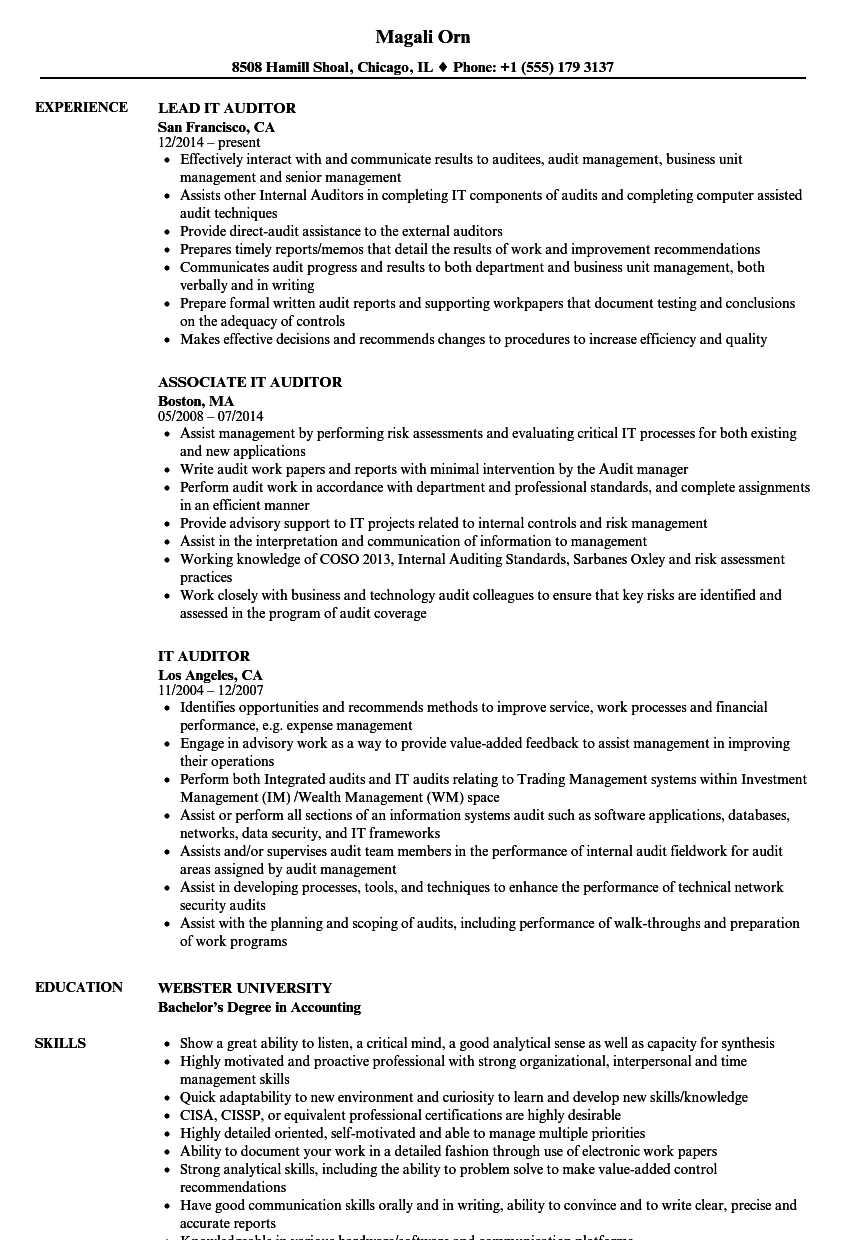 It Auditor Resume Samples | Velvet Jobs In Ssae 16 Report Template