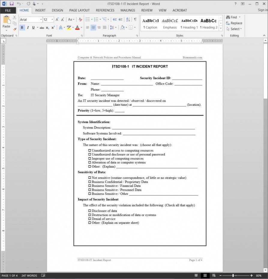 It Incident Report Template Information Technology Incident Inside Template For Information Report