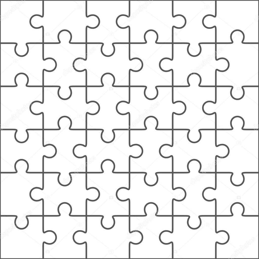 Jigsaw Puzzle Blank Template, 36 Pieces — Stock Vector Inside Blank Jigsaw Piece Template
