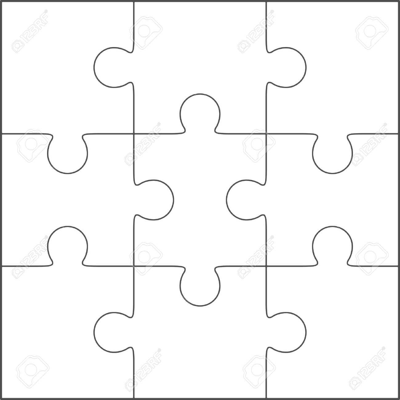 Jigsaw Puzzle Vector, Blank Simple Template 3X3 Throughout Blank Jigsaw Piece Template