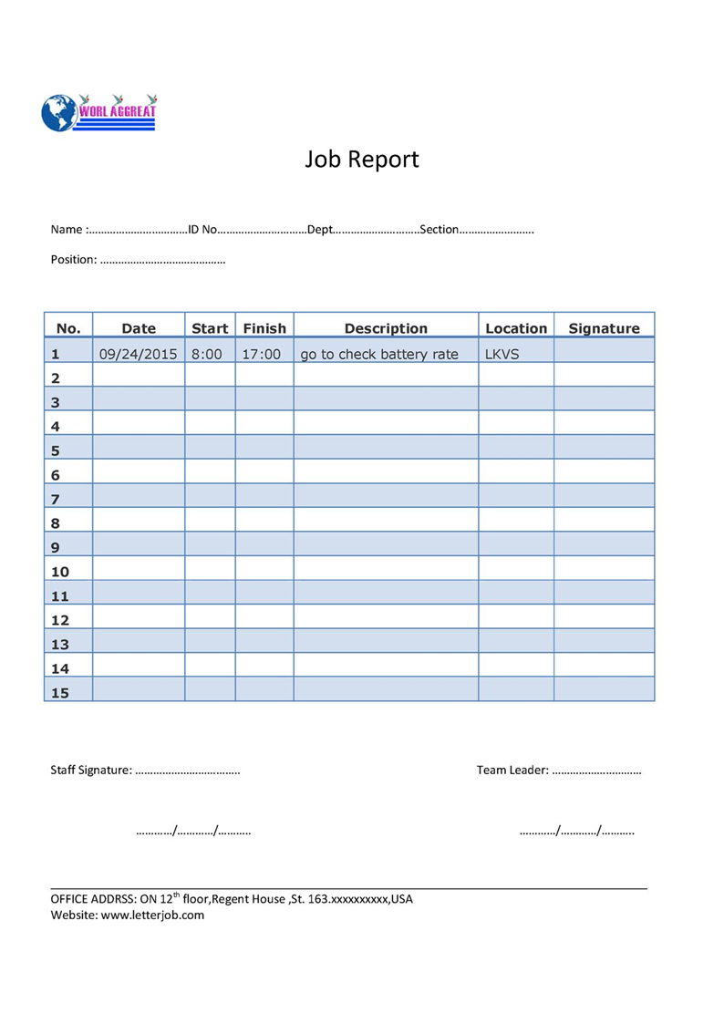 Jop Tips | 工作技巧 | 작업 팁: Daily Job Report Template Inside Daily Activity Report Template