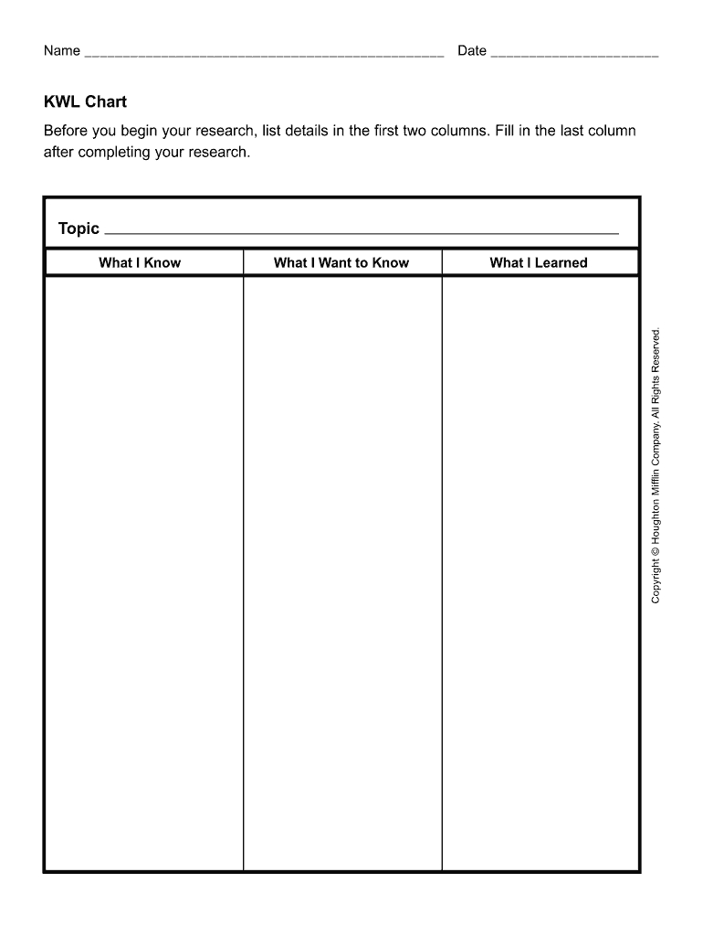 Kwl Chart Pdf - Fill Online, Printable, Fillable, Blank For Kwl Chart Template Word Document
