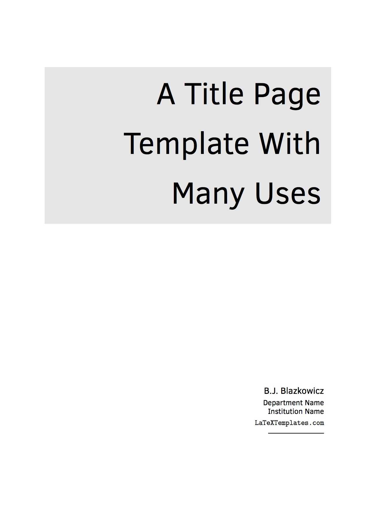 Latex Templates » Title Pages Inside Project Report Latex Template