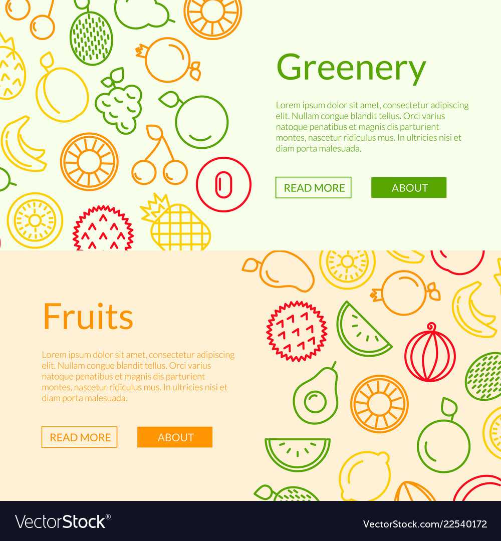 Line Fruits Icons Web Banner Templates Regarding Website Banner Templates Free Download