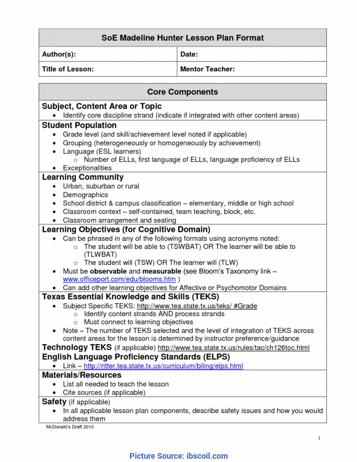 Madeline Hunter Lesson Plan Template Twiroo Com | Lesso Regarding Madeline Hunter Lesson Plan Template Blank