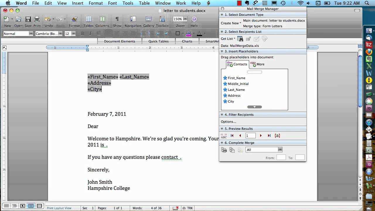 Mail Merge For Mac – Form Letters Inside How To Create A Mail Merge Template In Word 2010