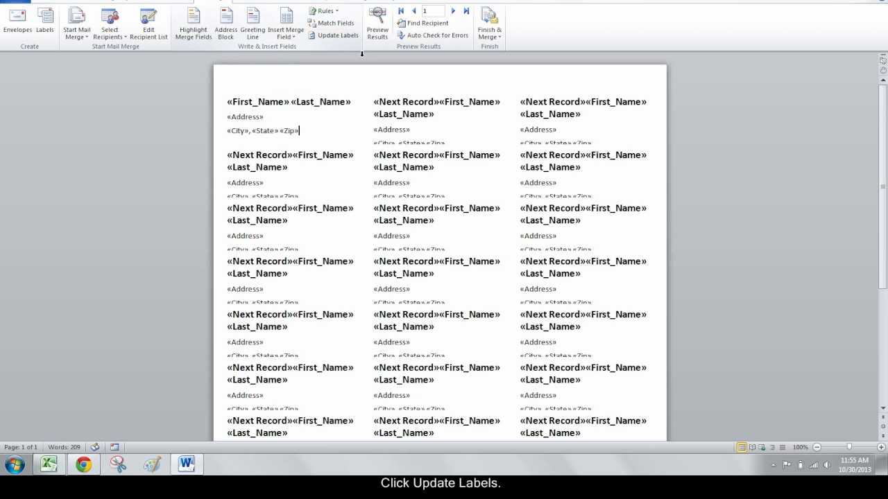 Making Address Labels With Mail Merge With How To Create A Mail Merge Template In Word 2010
