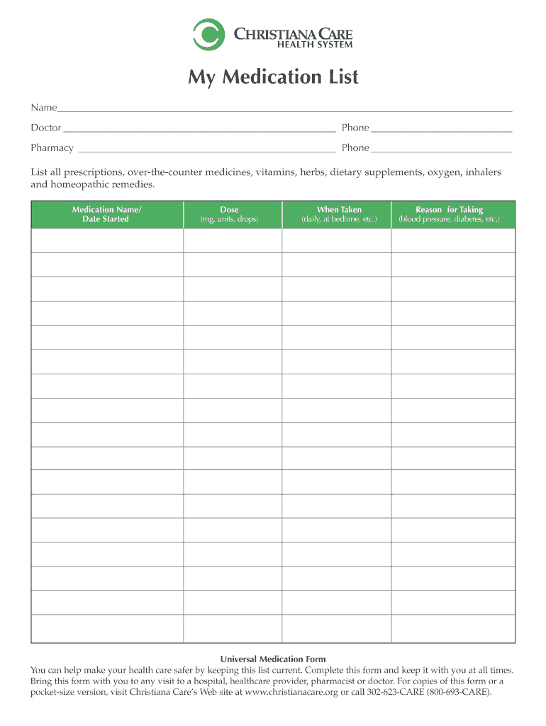 Medication List Forms Templates - Calep.midnightpig.co With Blank Medication List Templates