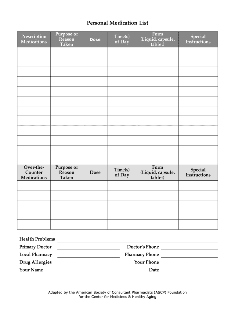 Medicine List Template - Calep.midnightpig.co Within Blank Medication List Templates