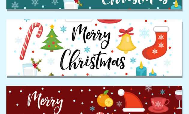 Merry Christmas Set Of Banners Template With inside Merry Christmas Banner Template