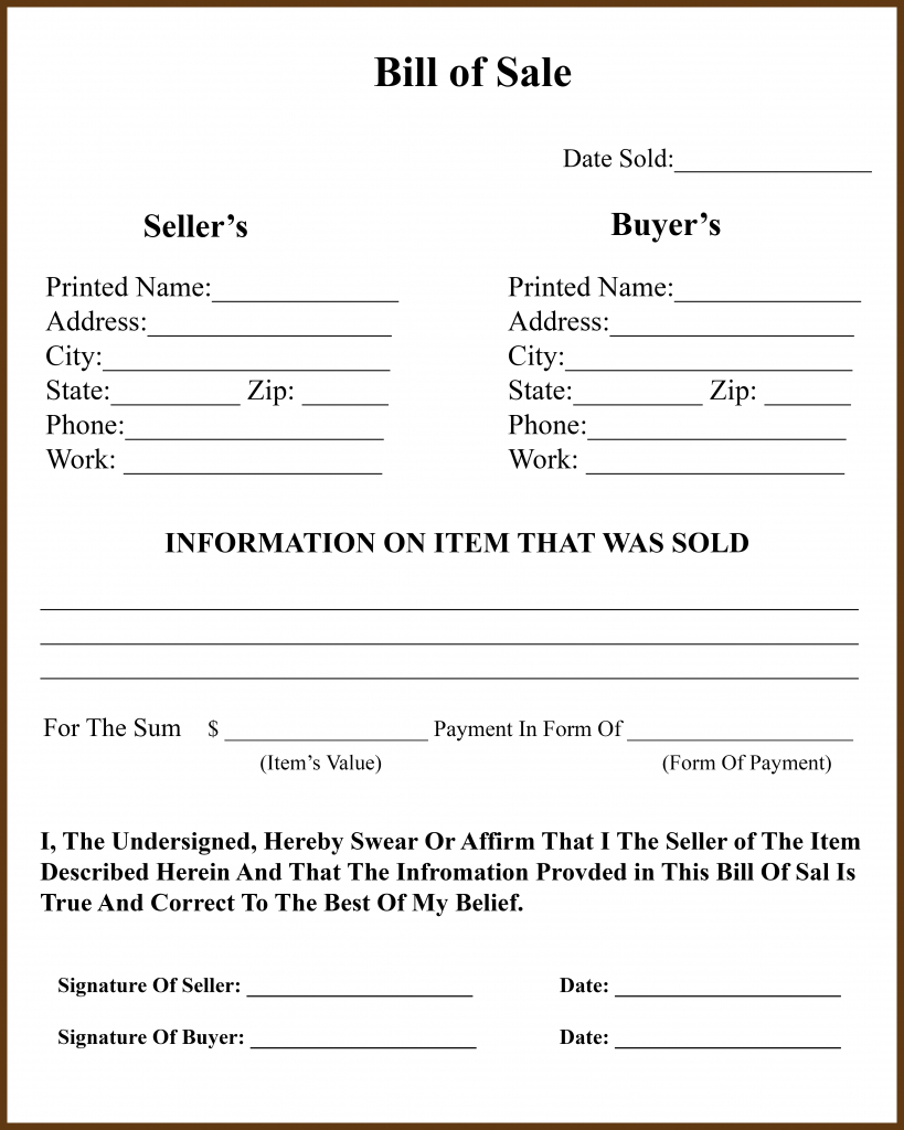 Michigan Bill Of Sale Form For Dmv, Car, Boat – Pdf & Word Within Vehicle Bill Of Sale Template Word