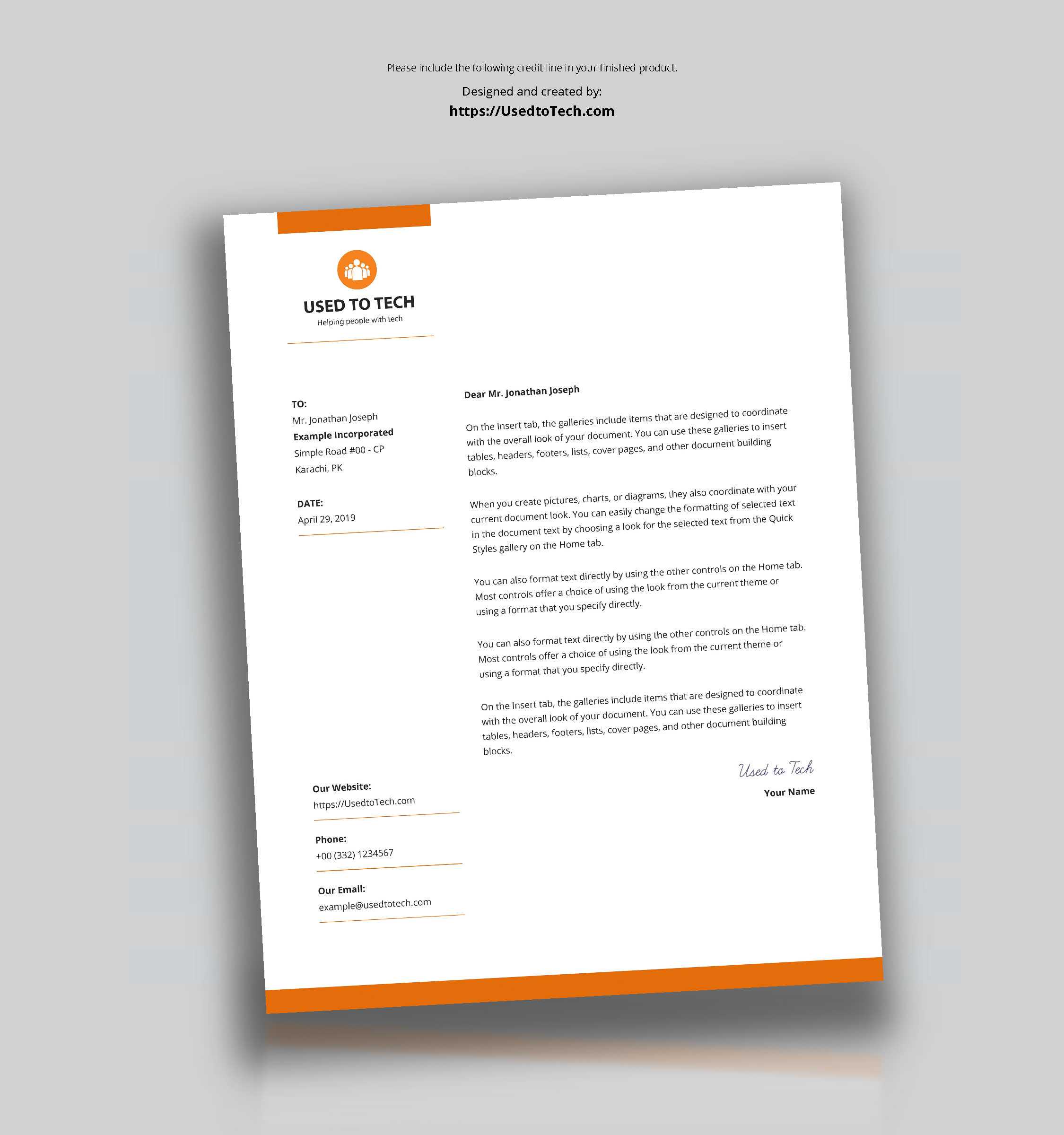 Modern Letterhead Template In Microsoft Word Free - Used To Tech With Regard To Free Letterhead Templates For Microsoft Word