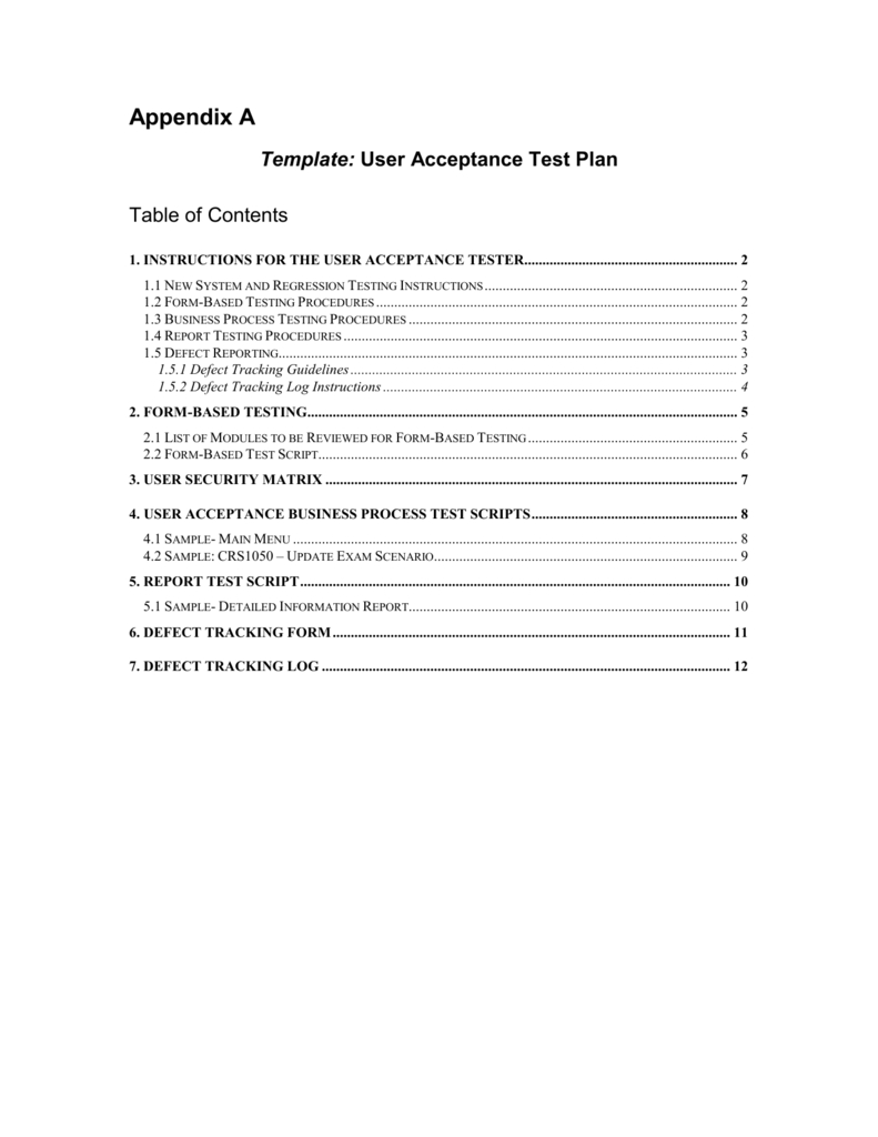Moe Uat Template For Acceptance Test Report Template