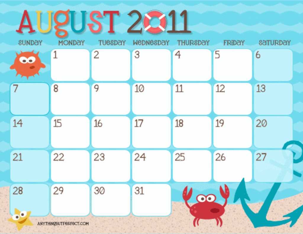 Monthly Calendar Kids – Printable Year Calendar Inside Blank Calendar Template For Kids