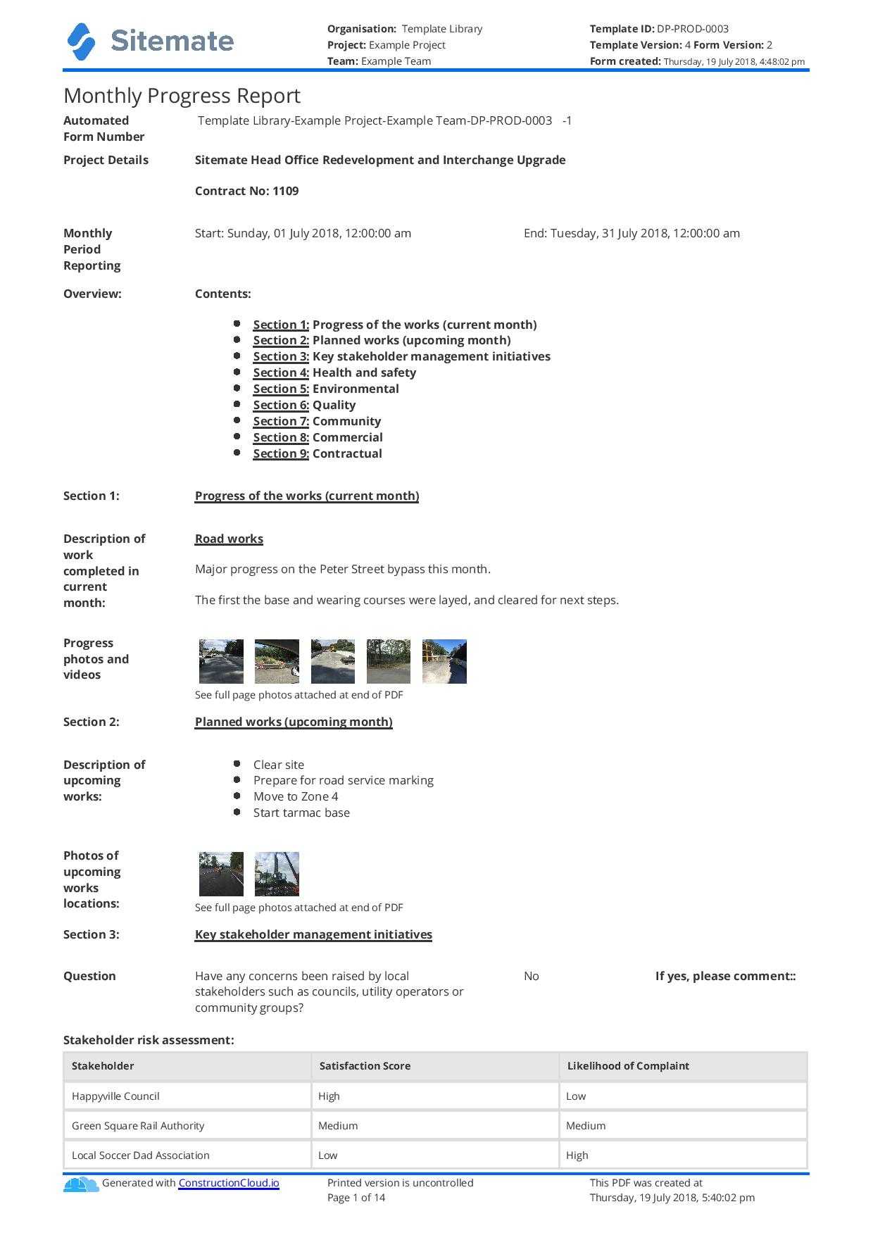 Monthly Construction Progress Report Template: Use This Pertaining To Work Summary Report Template