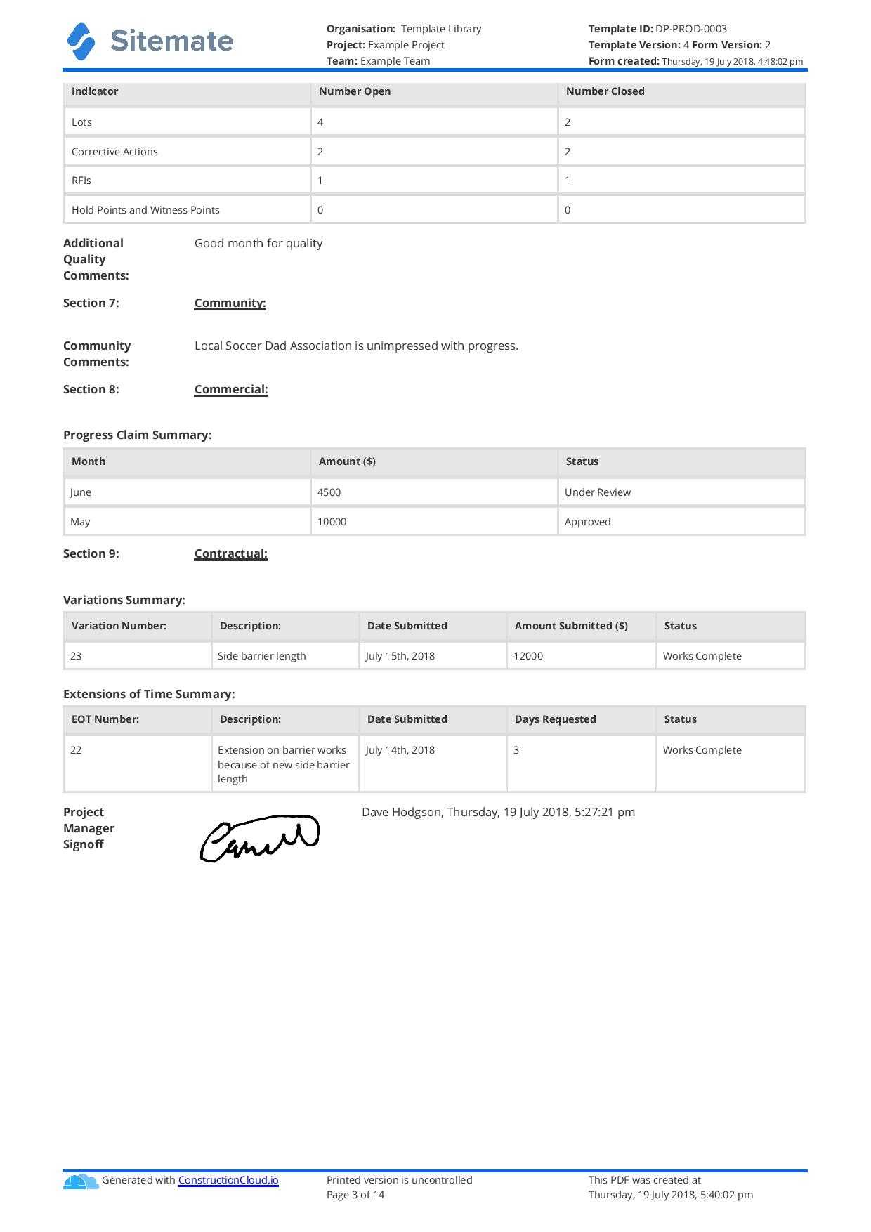 Monthly Construction Progress Report Template: Use This Regarding Engineering Progress Report Template