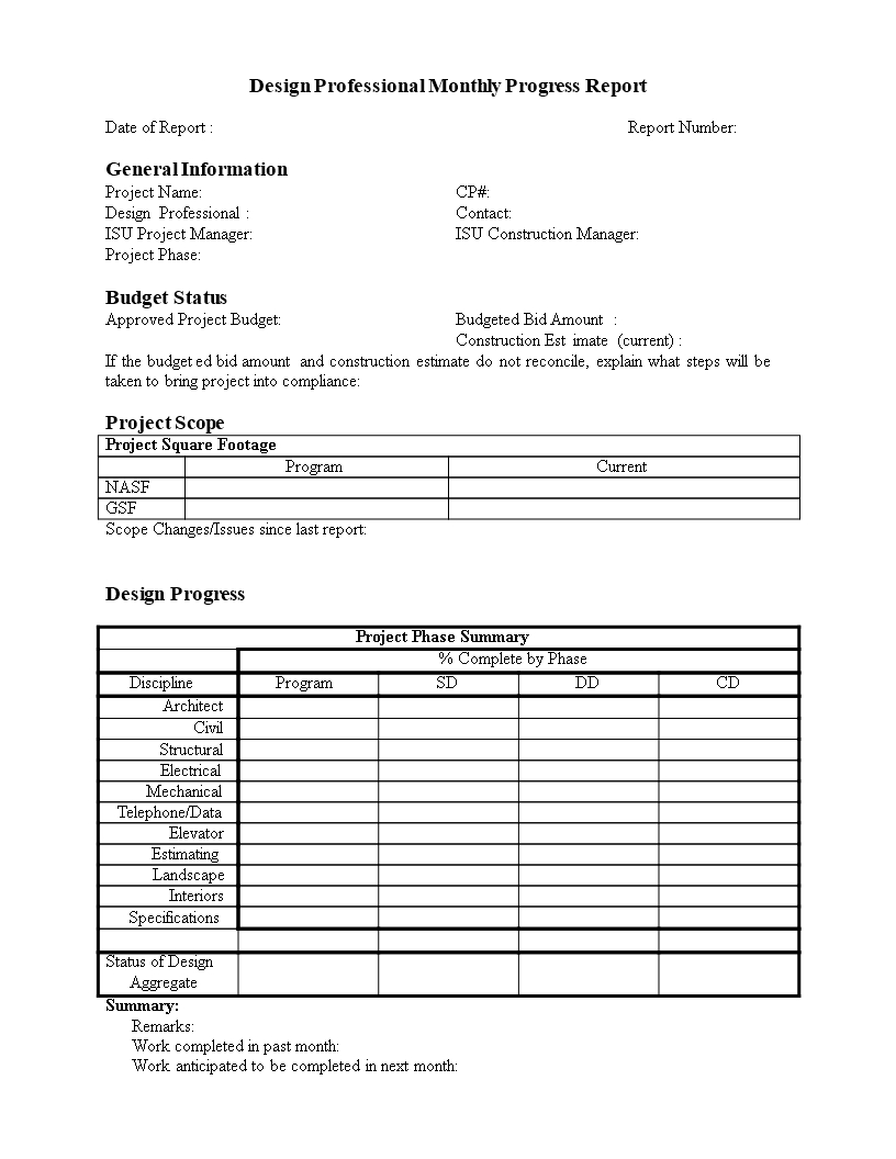 Monthly Progress Report In Word | Templates At within Monthly Status Report Template Monthly Progress Report In Word | Templates At Within Monthly Status Report Template