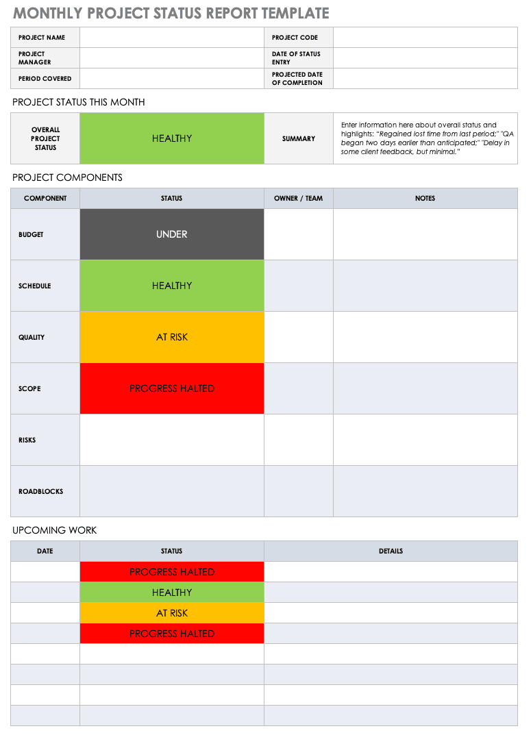 Monthly Project Progress Report Template - Calep.midnightpig.co intended for Monthly Status Report Template Monthly Project Progress Report Template – Calep.midnightpig.co Intended For Monthly Status Report Template