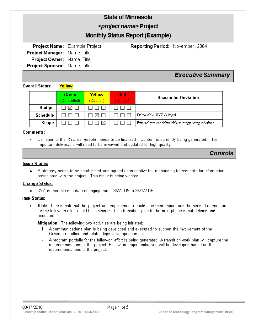 Monthly Status Report | Templates At Allbusinesstemplates Pertaining To Project Manager Status Report Template