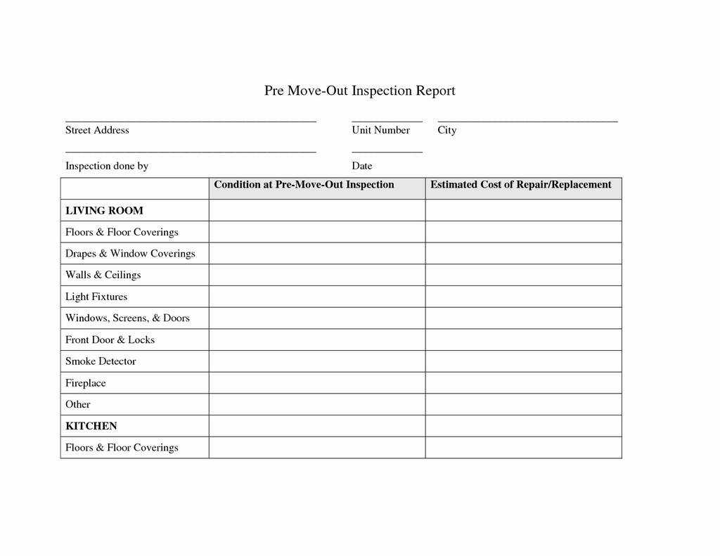 Move In Move Out Inspection Form New Property Management For Property Management Inspection Report Template