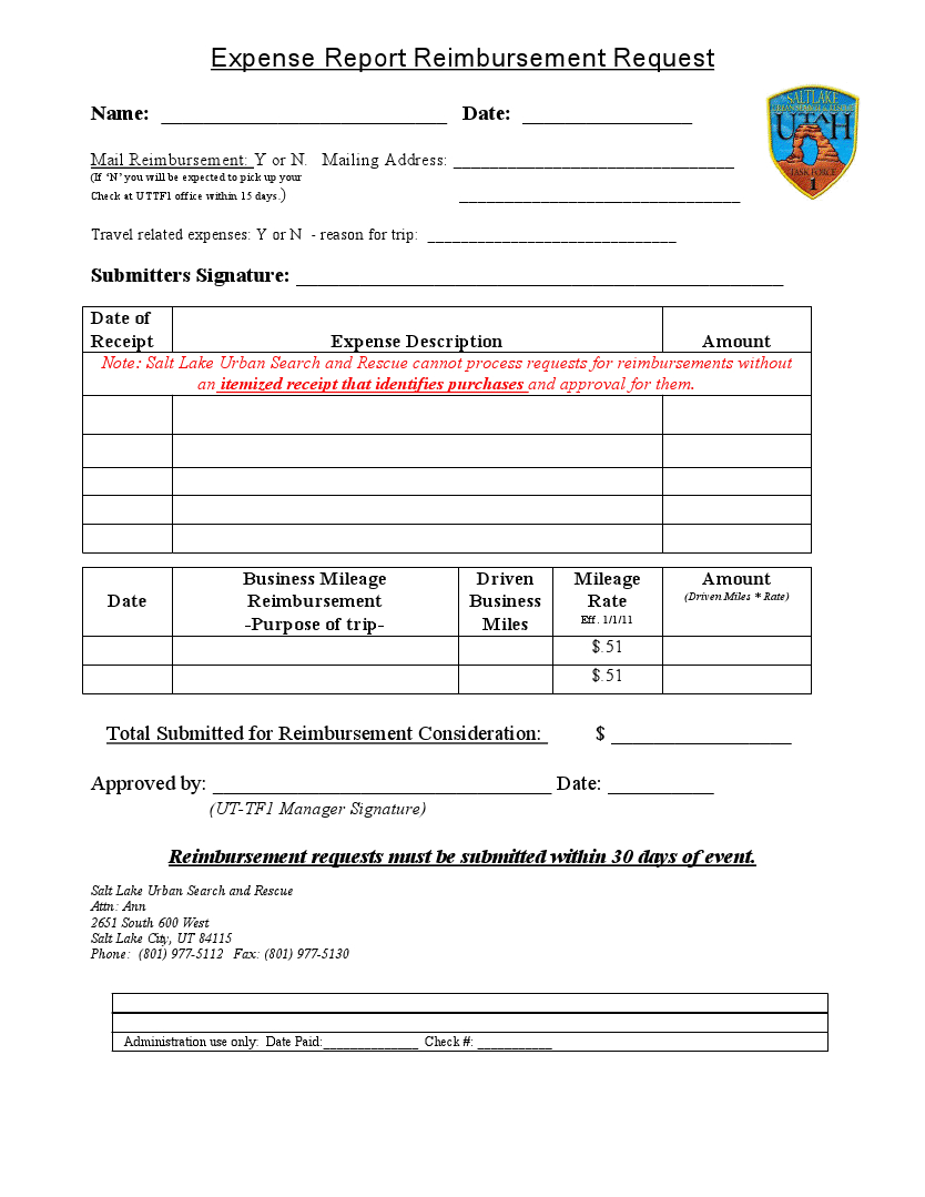 Nice Travel Expense Report And Reimbursement Request Form For Reimbursement Form Template Word