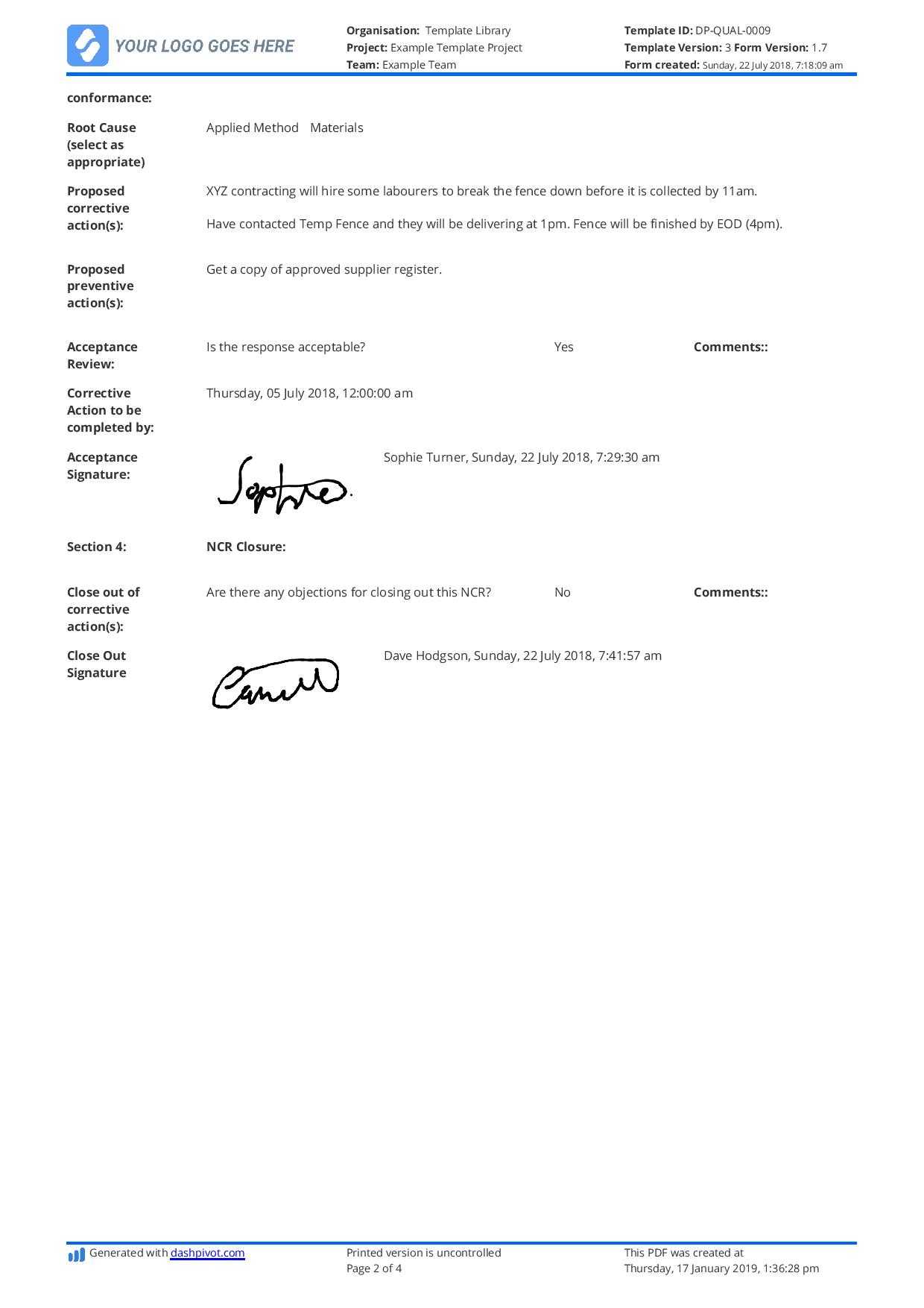 Non Conformance Procedure And Flowchart: Get Your Workflows Within Non Conformance Report Form Template