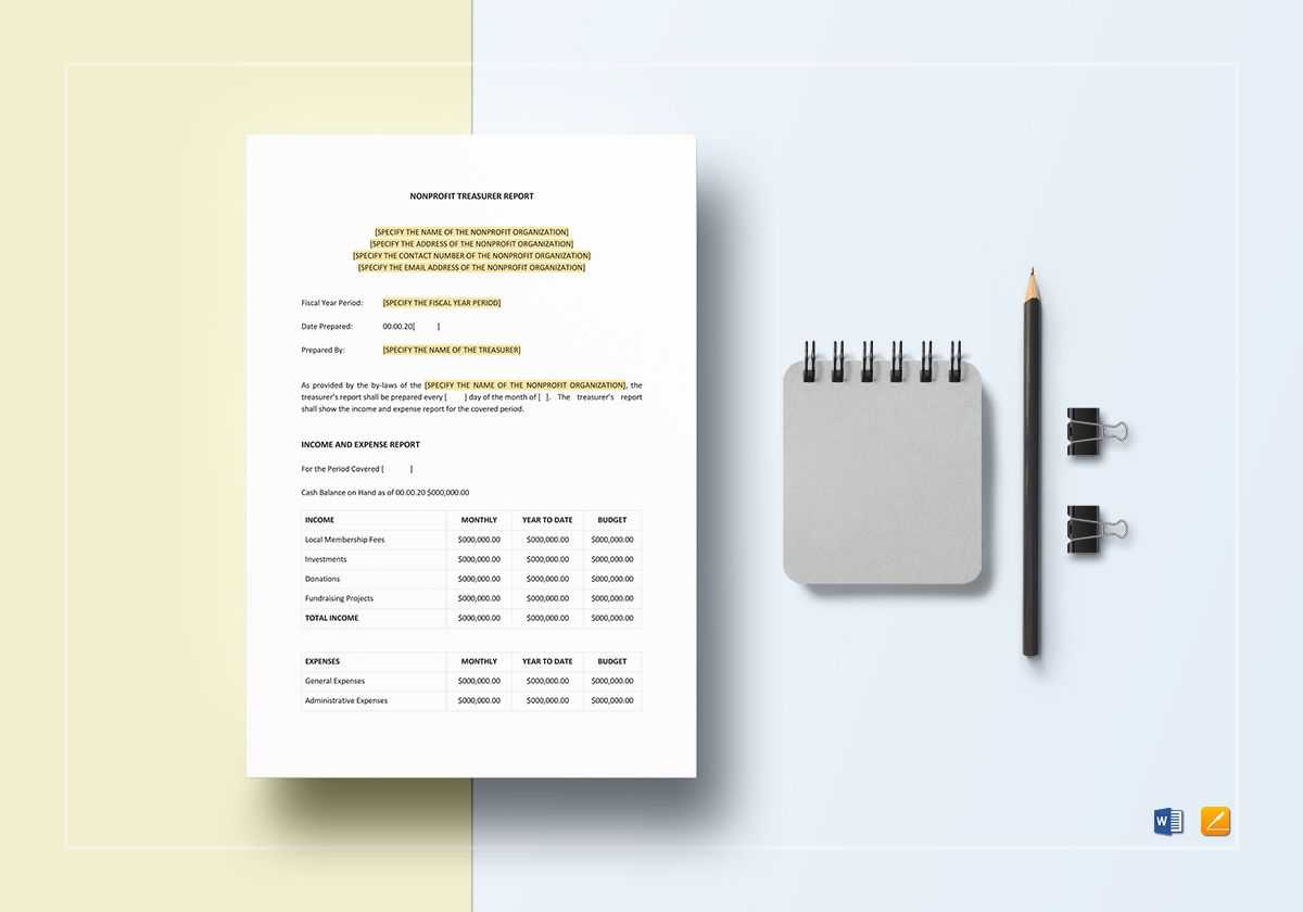 Non Profit Treasurer Report Template With Non Profit Treasurer Report Template