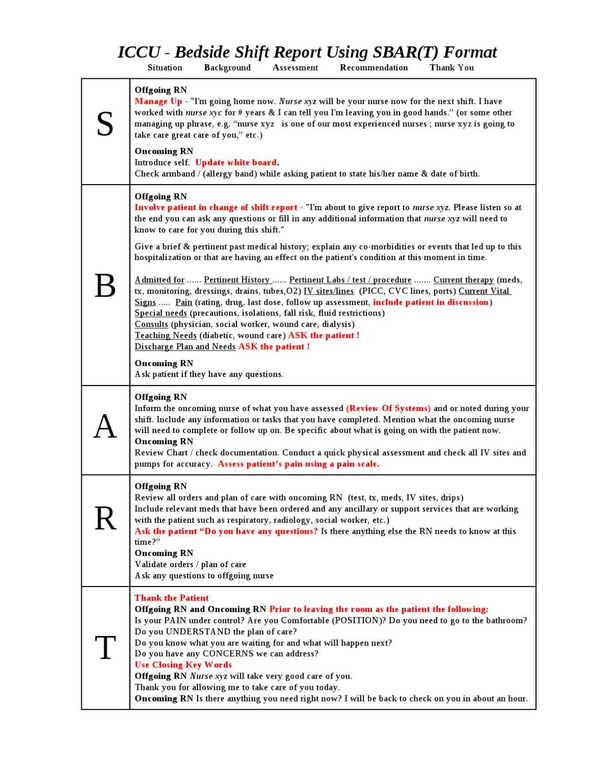 Nurse Report Example | Resume Builder With Nursing Shift Report Template