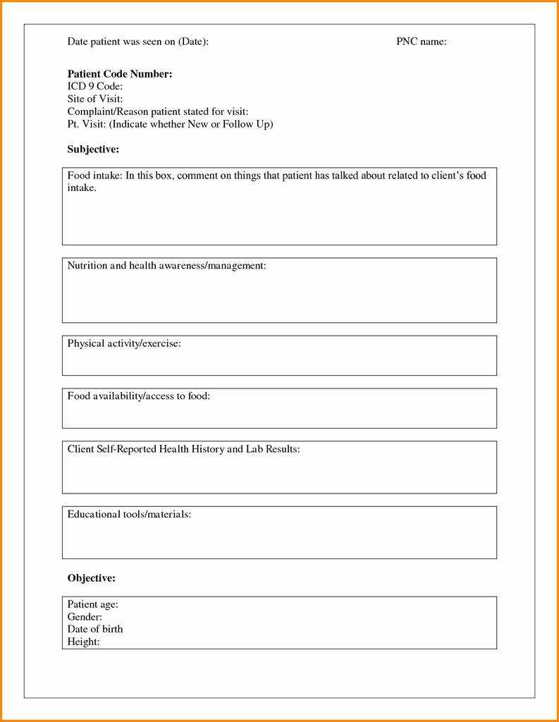 Nutrition Intake Form Template New 30 Blank Soap Note Regarding Soap Report Template