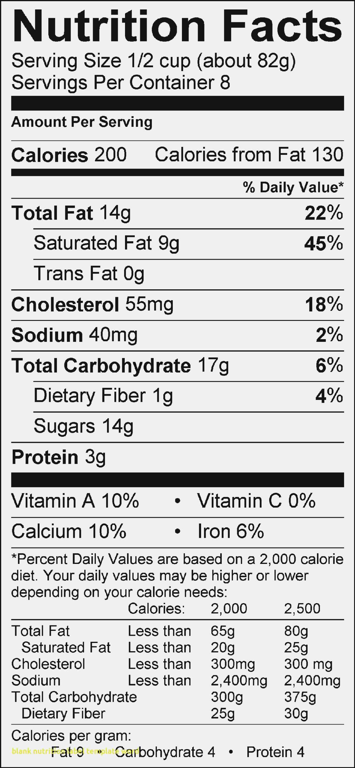 Nutrition Label Template Word – Dalep.midnightpig.co Intended For Nutrition Label Template Word