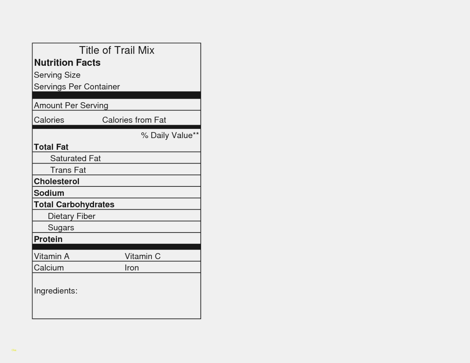 Nutrition News: Blank Nutrition Facts Label Template Within Blank Food Label Template