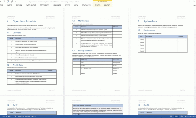 Operations Guide Template (Ms Word/excel) – Templates, Forms intended for Hours Of Operation Template Microsoft Word