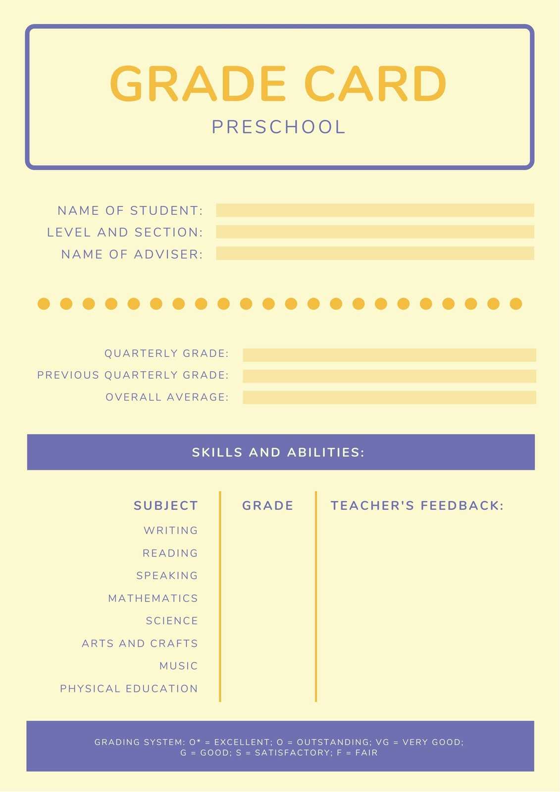 Orange And Blue Preschool Report Card – Templatescanva Within Boyfriend Report Card Template