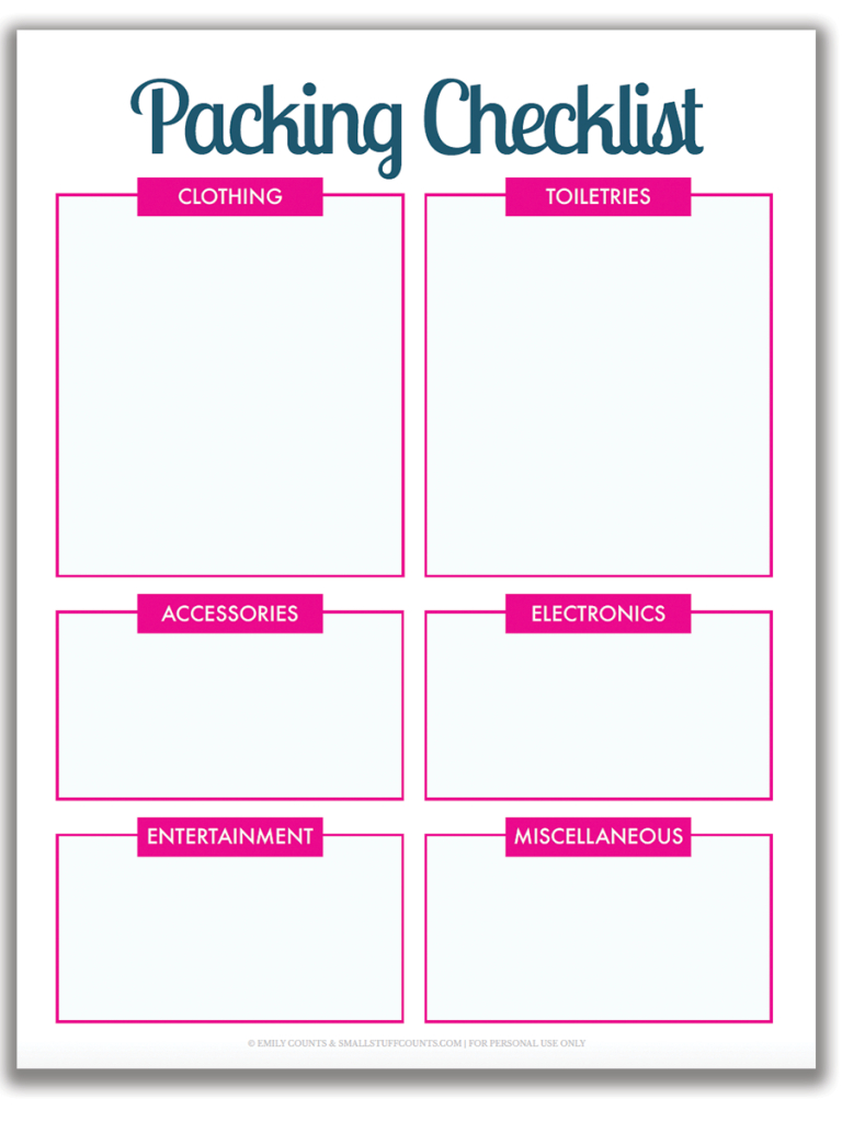 Organized Travel: A Free Printable Packing List For Your With Blank Packing List Template