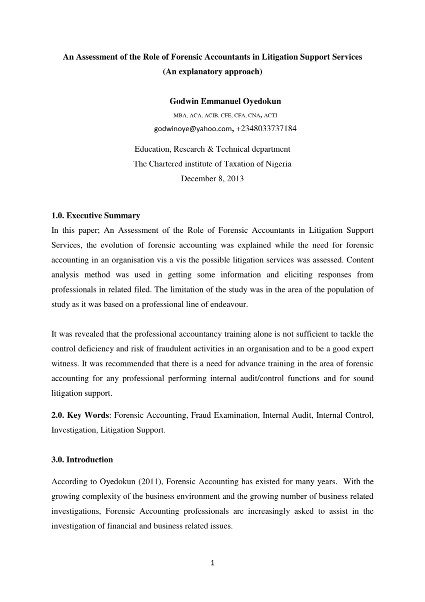 Pdf) An Assessment Of The Role Of Forensic Accountants In inside Forensic Accounting Report Template Pdf) An Assessment Of The Role Of Forensic Accountants In Inside Forensic Accounting Report Template