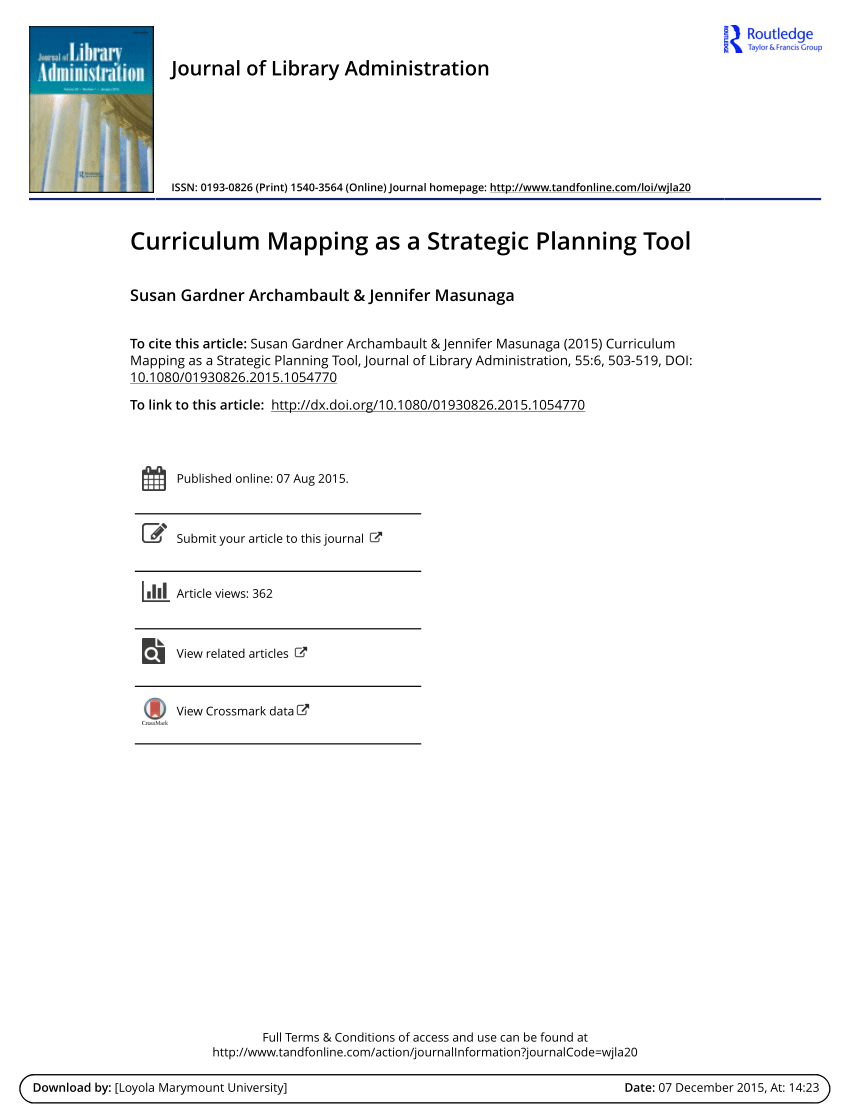Pdf) Curriculum Mapping As A Strategic Planning Tool Inside Blank Curriculum Map Template