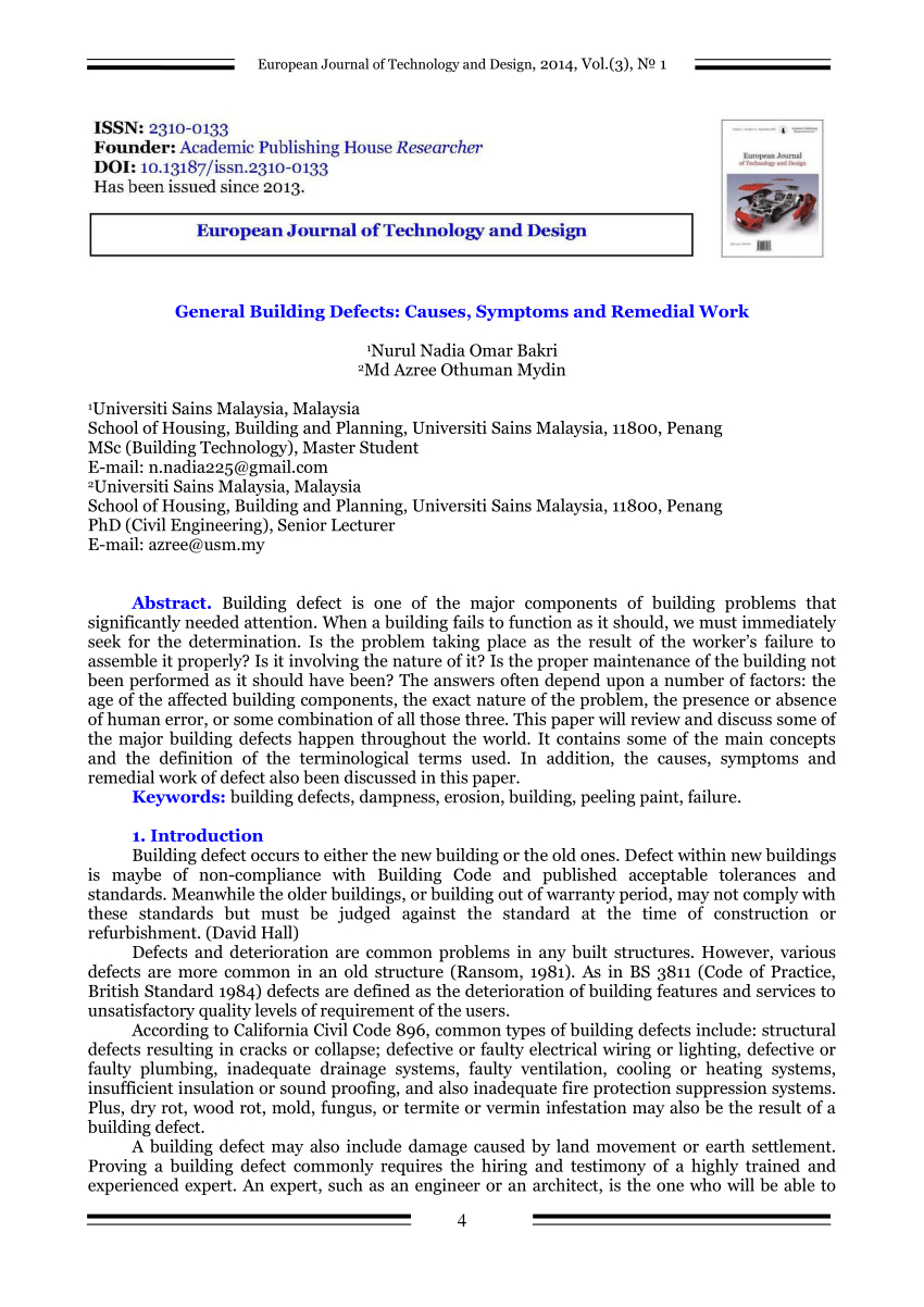 Pdf) General Building Defects: Causes, Symptoms And Remedial pertaining to Building Defect Report Template Pdf) General Building Defects: Causes, Symptoms And Remedial Pertaining To Building Defect Report Template