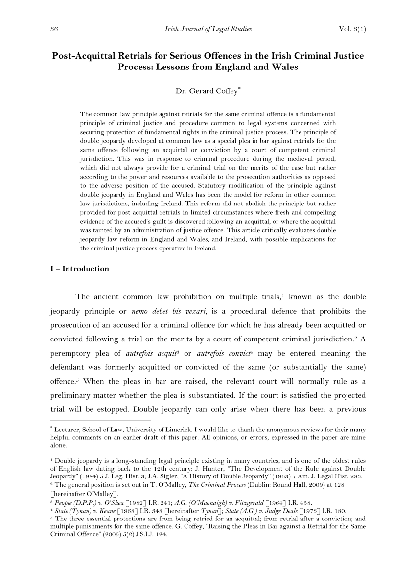 Pdf) Post Acquittal Retrials For Serious Offences In The Pertaining To Acquittal Report Template