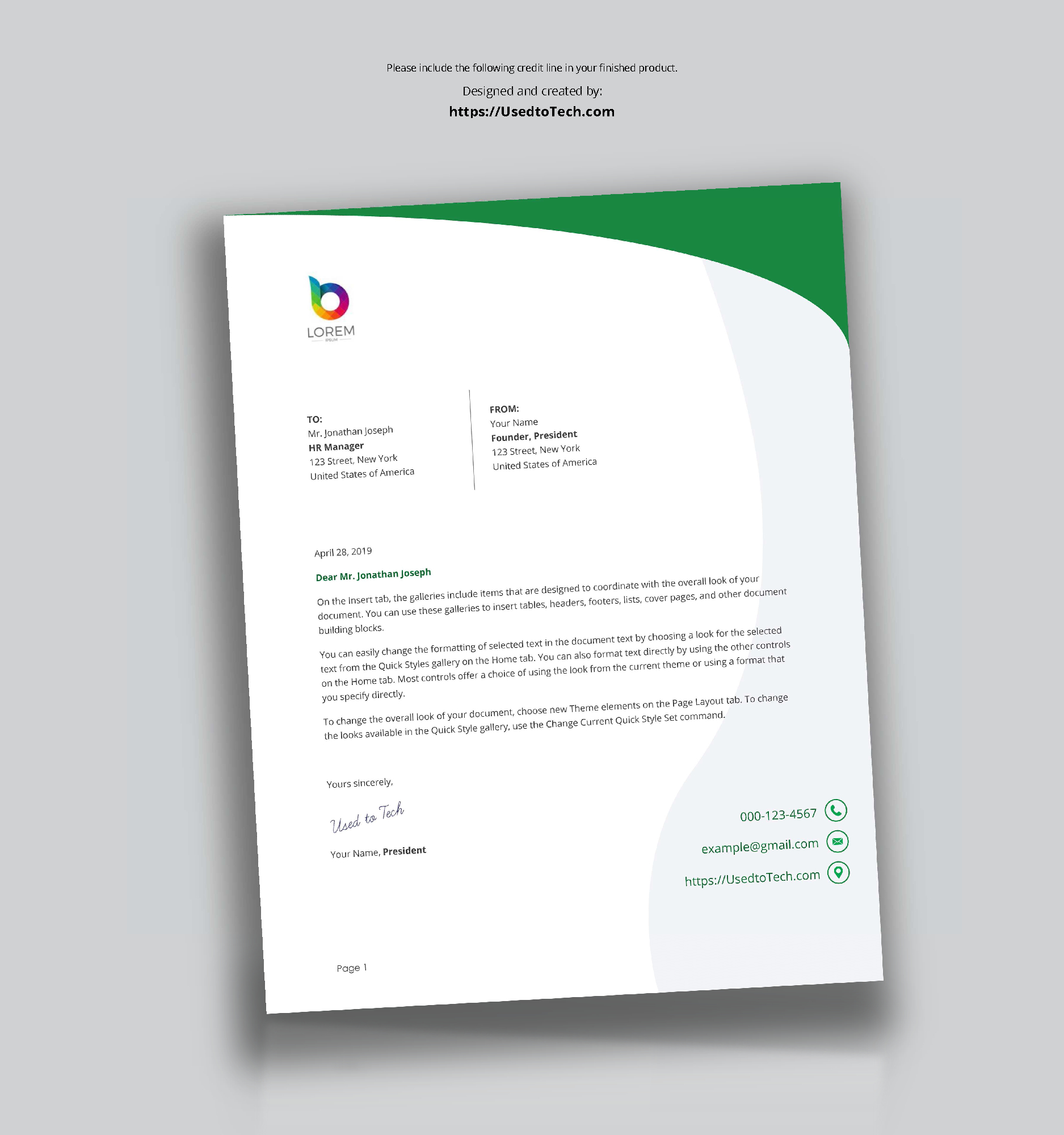 Perfect Letterhead Design In Word Free - Used To Tech Throughout Free Letterhead Templates For Microsoft Word