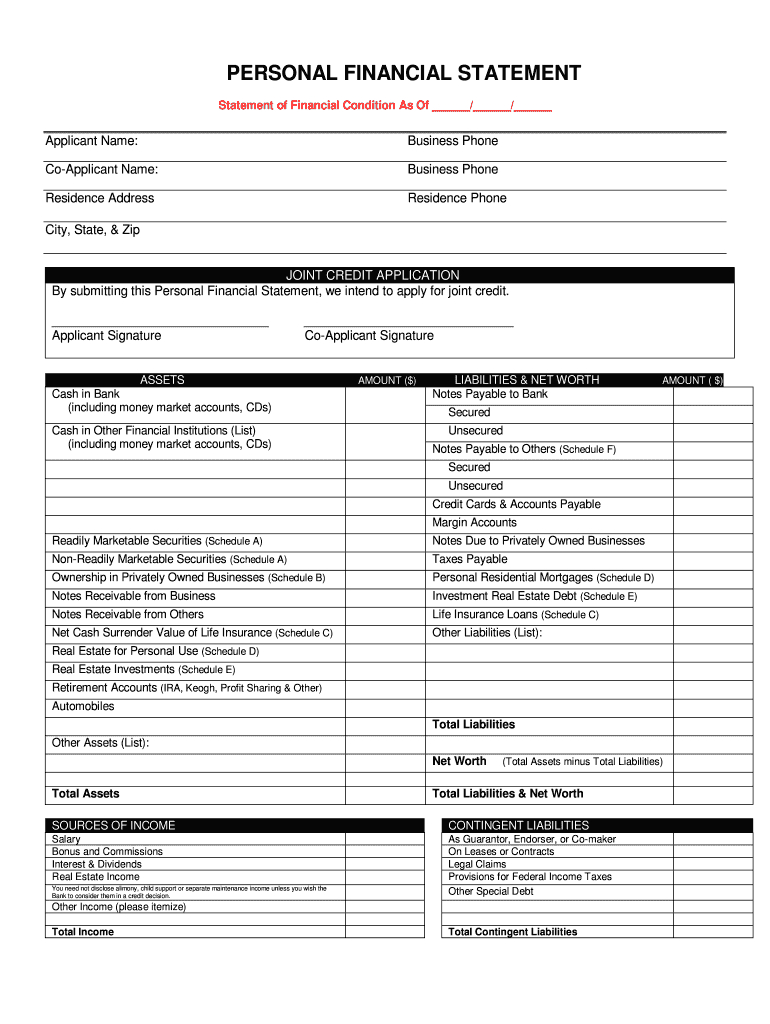 Personal Financial Statement - Fill Online, Printable intended for Blank Personal Financial Statement Template Personal Financial Statement – Fill Online, Printable Intended For Blank Personal Financial Statement Template