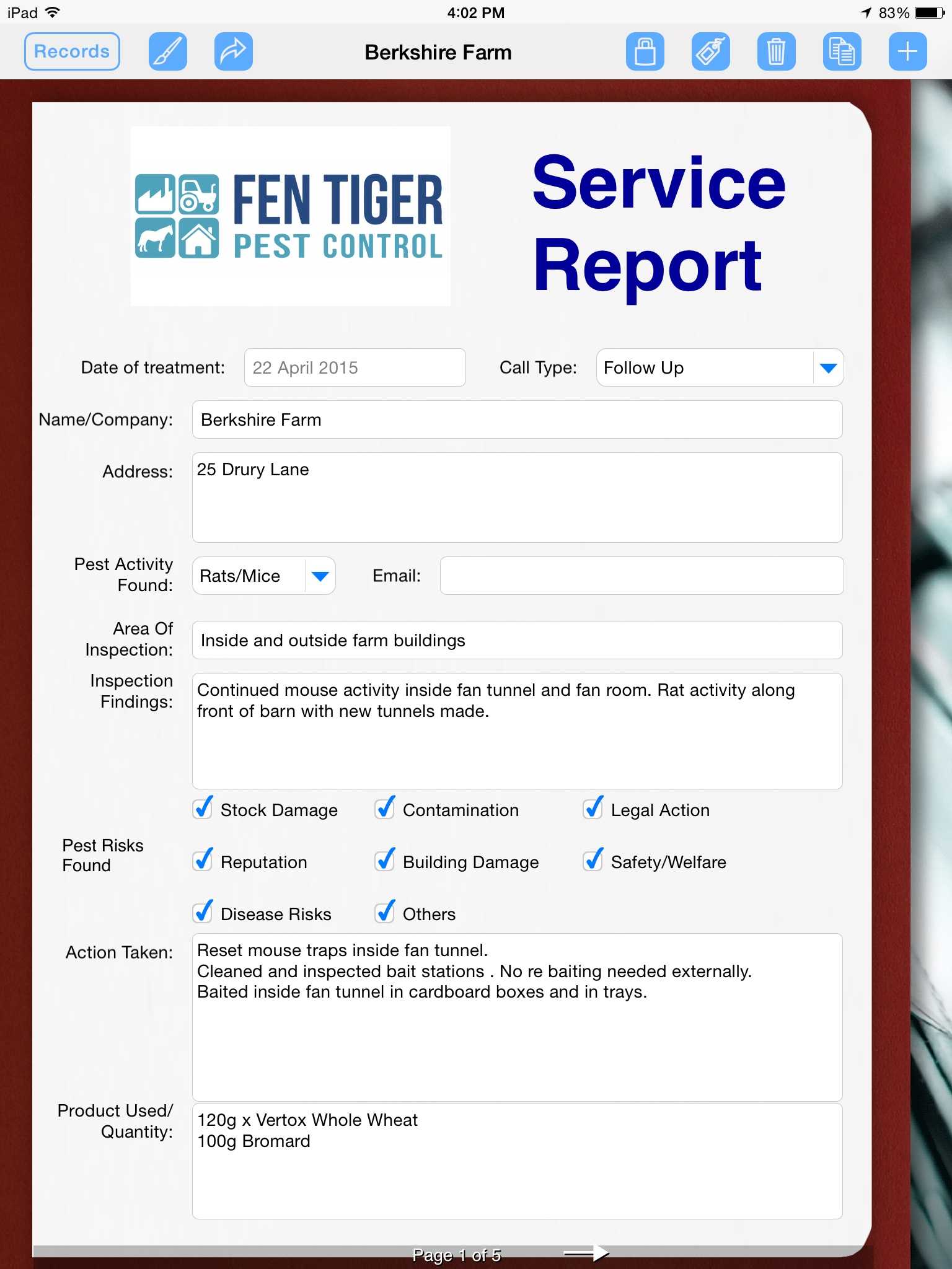 Pest Control Uses Ipad To Prepare Service Report | Form Pertaining To Pest Control Inspection Report Template