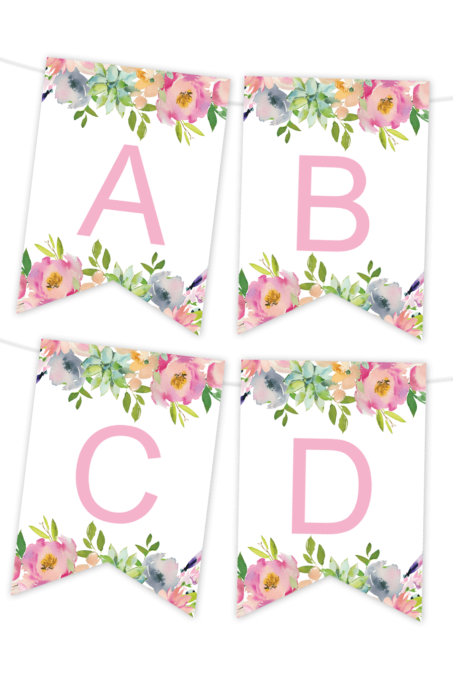 Pink Floral Printable Banner – Chicfetti With Regard To Free Bridal Shower Banner Template