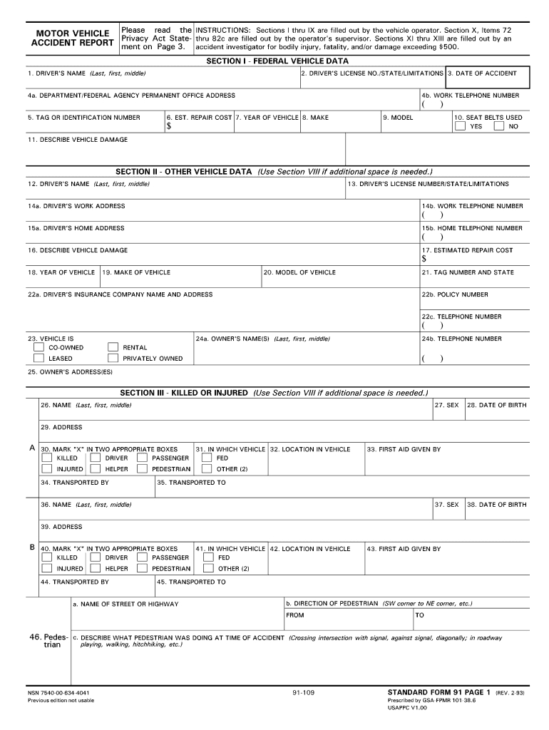 Police Report Template – Fill Online, Printable, Fillable In Vehicle Accident Report Form Template
