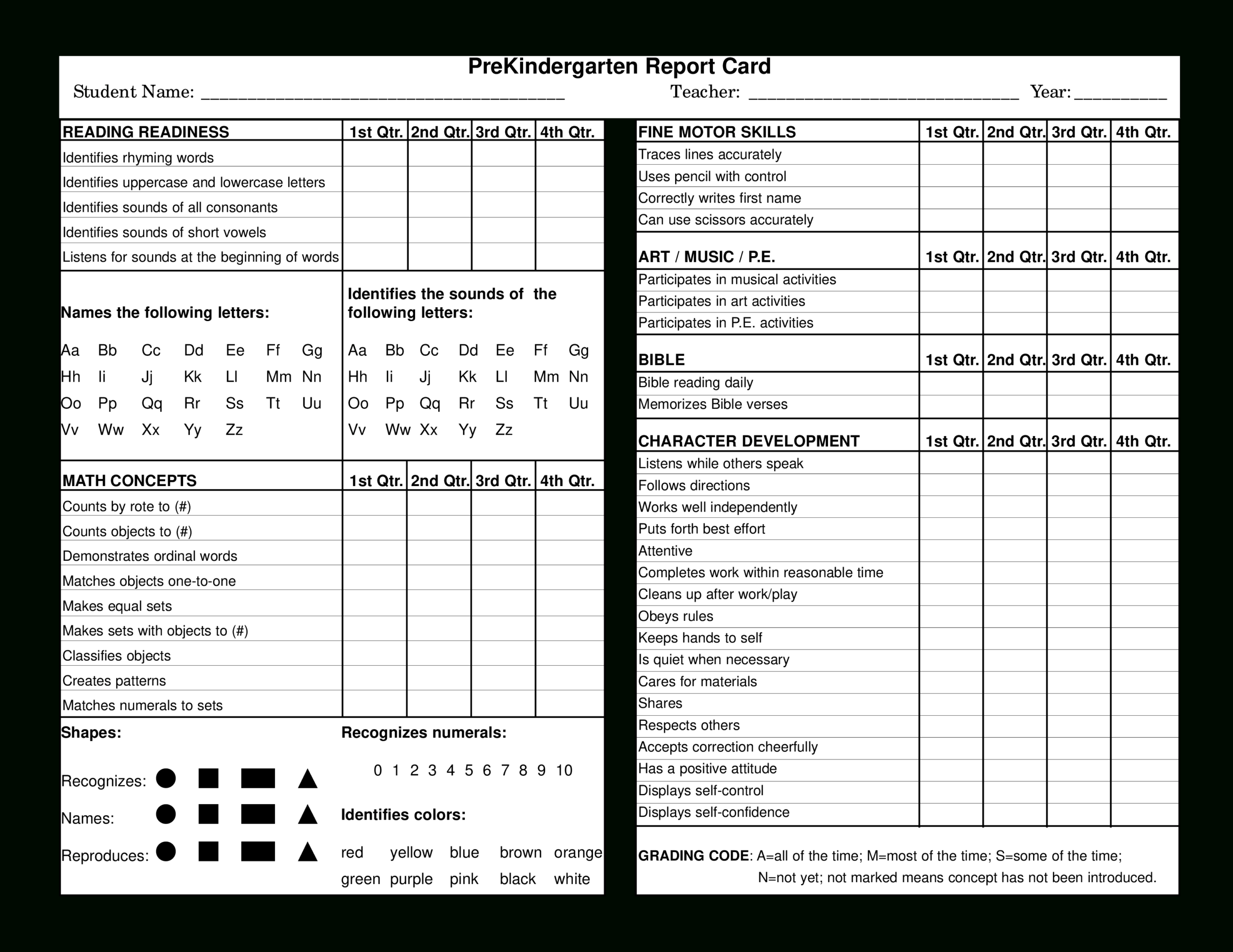 Preschool Report Card | Templates At Allbusinesstemplates Within Character Report Card Template