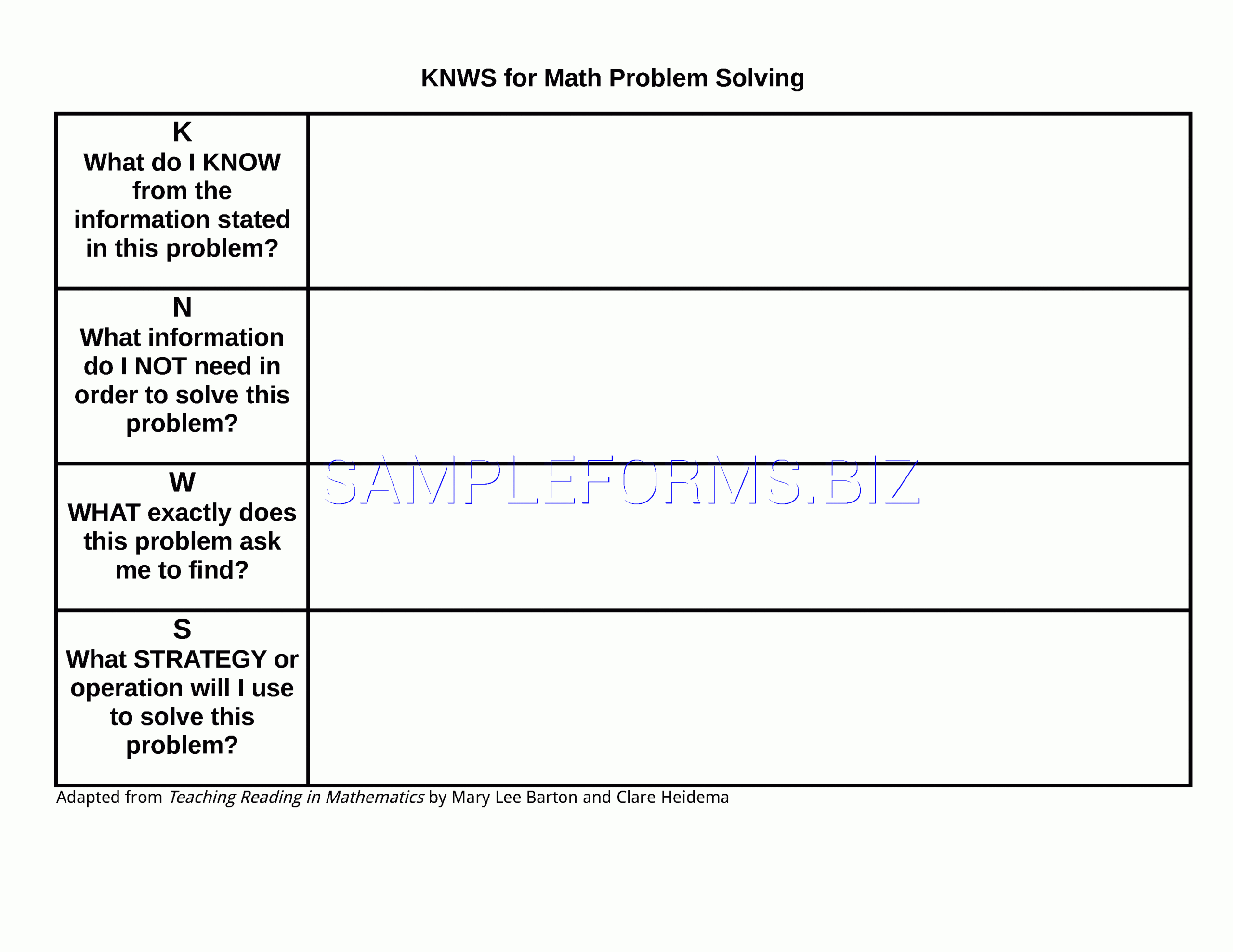 Preview Pdf Kwl Chart For Math Problem Solving, 1 Intended For Kwl Chart Template Word Document